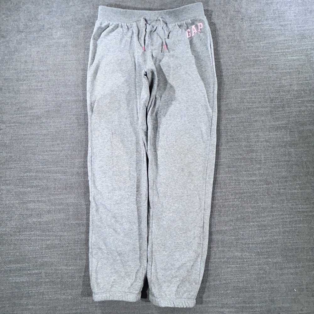 GAP Sweatpants Kids XXL 14-16 Gray Good Jogger Fleece Logo Drawstring Heather